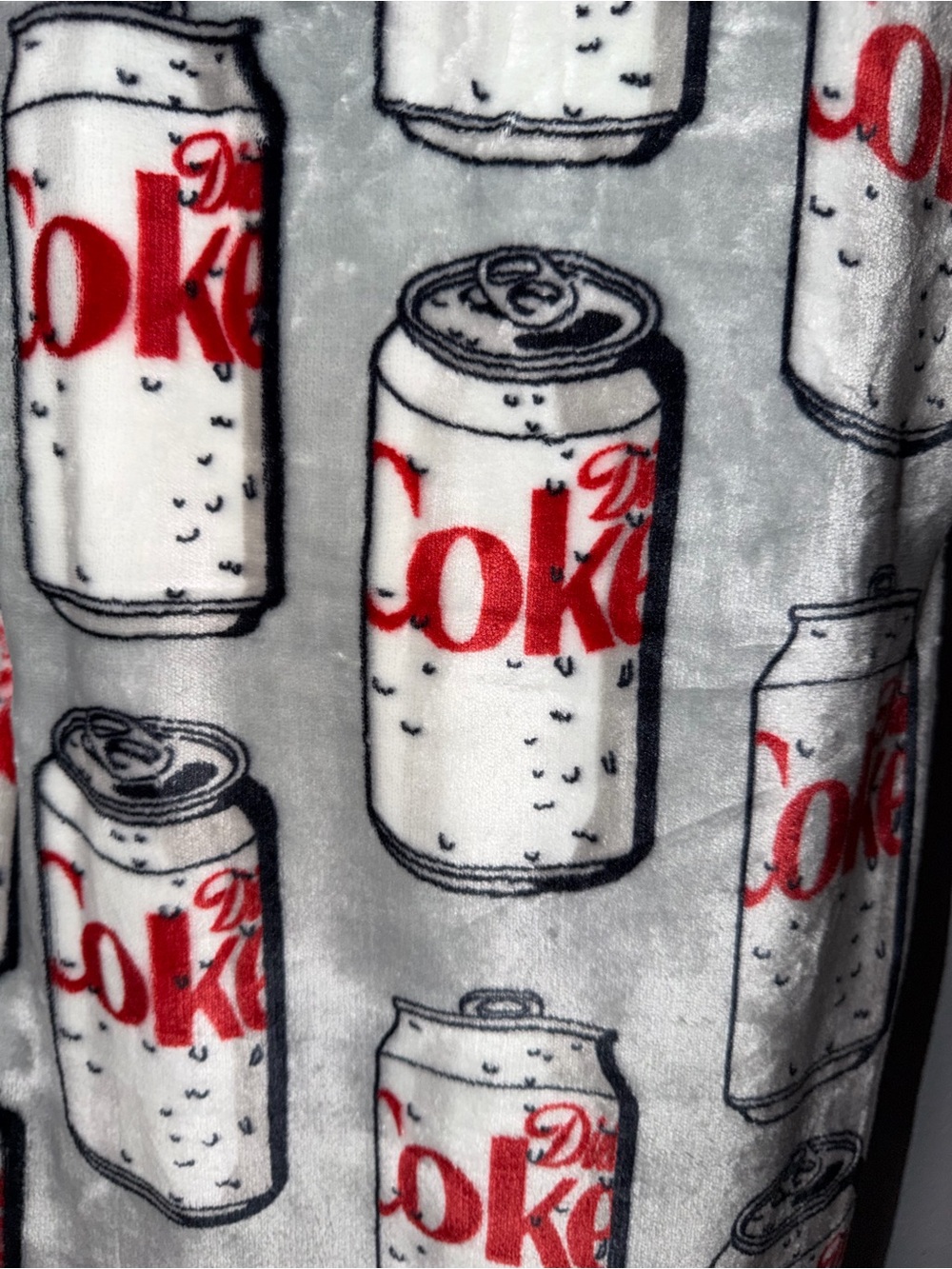 Coca Cola Diet Coke Velvet Throw Blanket - Gray & Red Can Pattern - Picture 5 of 7